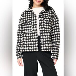 Sanctuary By Anthropologie Black White Houndstooth Oversized Med Jacket NWT